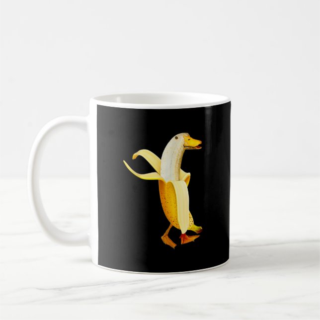 Caneca De Café Pato Banana. Frutas Antropomórficas Engraçadas Ani (Esquerda)