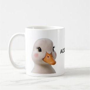 Caneca de Café Pato Bebê Fofo com Texto Personaliz