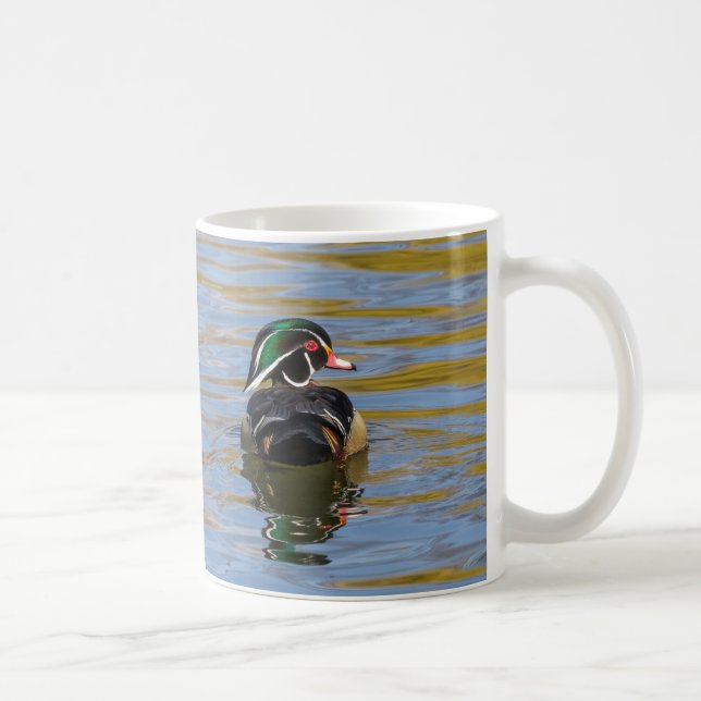 Caneca De Café Pato Colorido de Madeira (Direita)