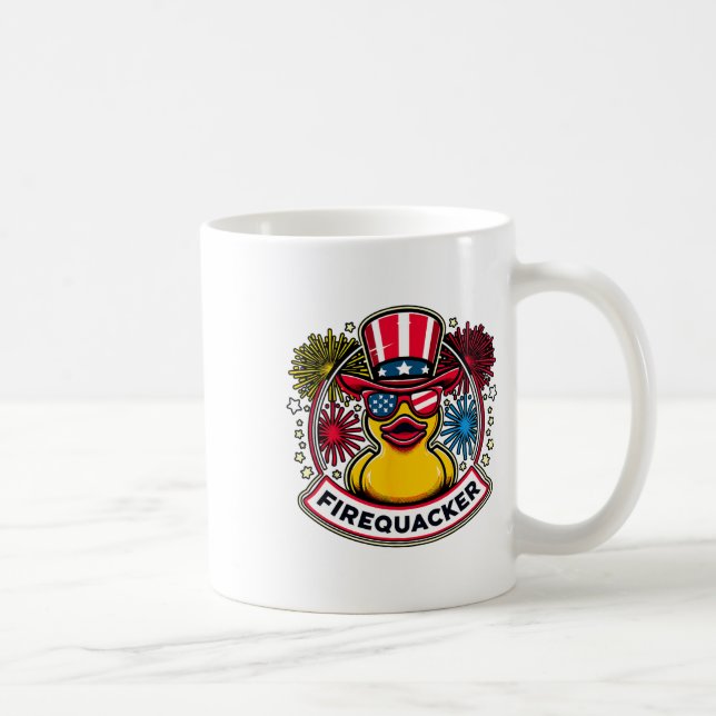 Caneca De Café Pato de borracha do dia 4 de julho Firequacker ban (Direita)