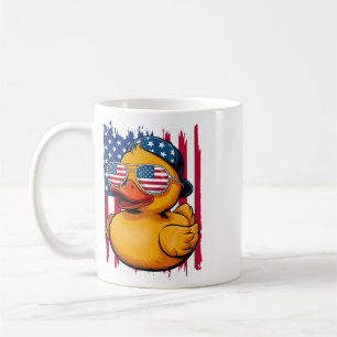 Caneca De Café Pato de Borracha do Dia 4 de Julho Patriótico Quat