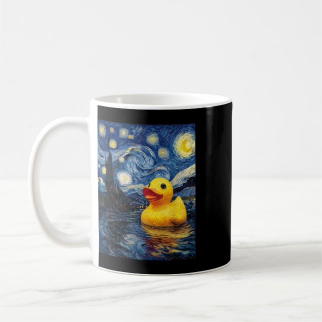 Caneca De Café Pato de Borracha Van Gogh Estilo Noite Estrelada (Esquerda)