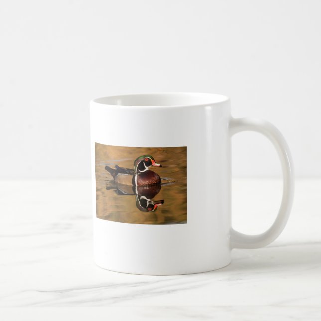 Caneca De Café Pato de madeira no lago Ouro (Direita)