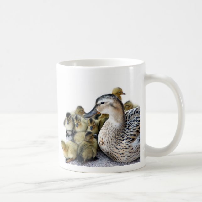 Caneca De Café Pato e patinhos selvagens da mãe (Direita)