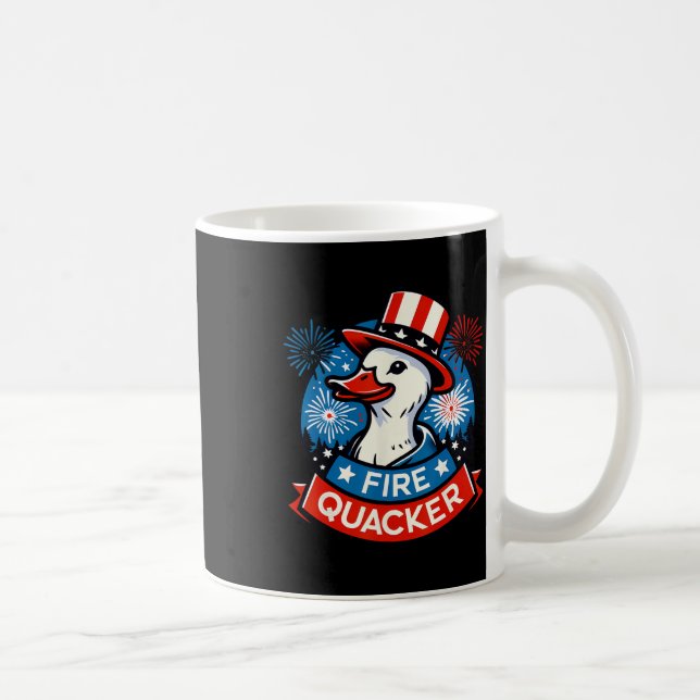 Caneca De Café Pato engraçado do Fire Quacker do Quatro de Julho  (Direita)