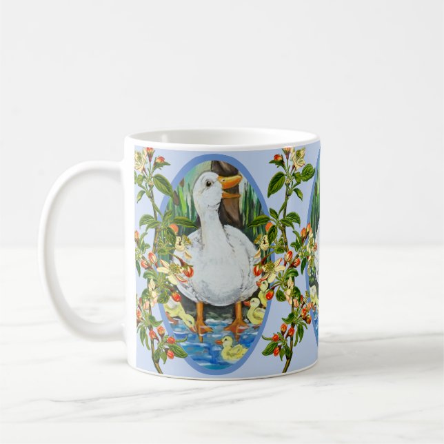 Caneca De Café Pato-Mãe Azul e Patos-Primavera de-Lama (Esquerda)