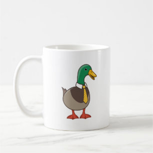 Caneca De Café Pato Mallard de Desenho Animado Fofo com Gravata