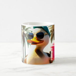 Caneca De Café Pato Patinador Divertido Verão Retro