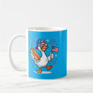 Caneca De Café Pato Patriótico Engraçado Bandeira Dos EUA Cachorr