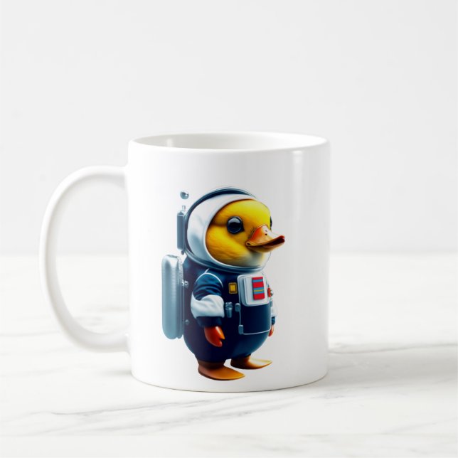 Caneca De Café pato pequeno com traje astronauta (Esquerda)