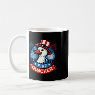 Caneca De Café Pato Quacker Engraçado Quatro De Julho Pato Patrió