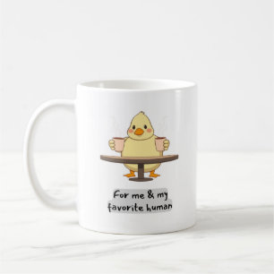 Caneca De Café Pato segurando duas taças de café