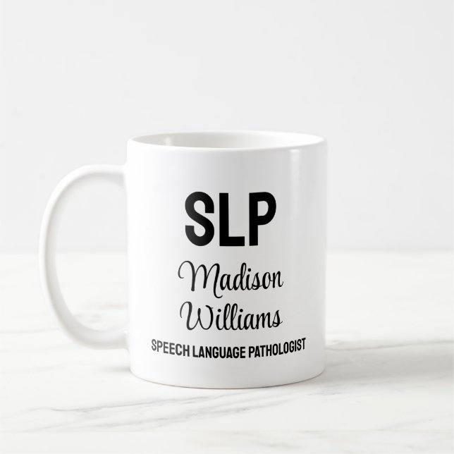 Caneca De Café Patologista Personalizado de Língua de Voz SLP Pre (Esquerda)