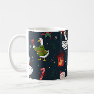Caneca De Café Patos engraçados de Natal sem emenda padrão