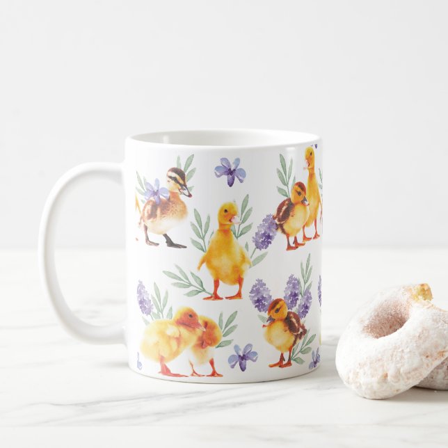 Caneca De Café Patos pequenos amarelos (Com Donut)
