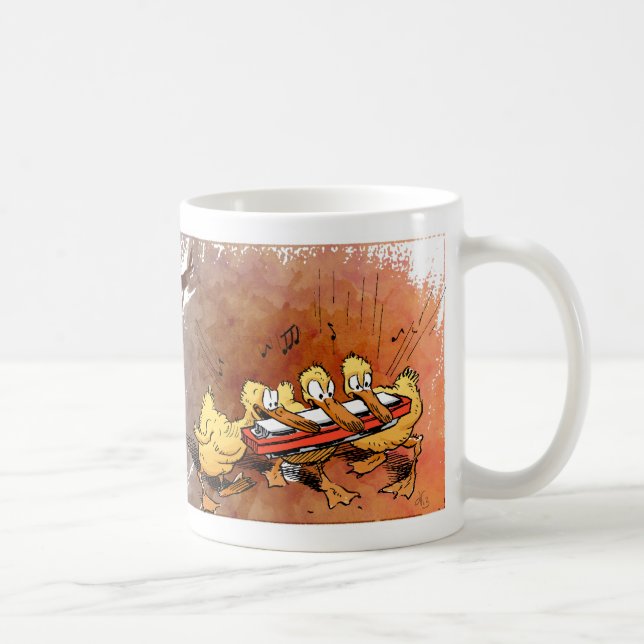 Caneca De Café Patos que jogam uma harmônica (Direita)