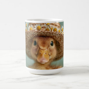 Caneca De Café Patozinho Adorável Vestindo um Chapéu de Palha