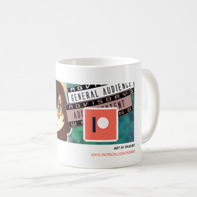 Caneca De Café Patreon do Dksk30 $3 nível 'Salvamento do Sharpi' (Frente Esquerda)