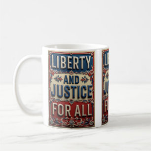 Caneca De Café Pátria Vintage Liberdade e Justiça Para Todos