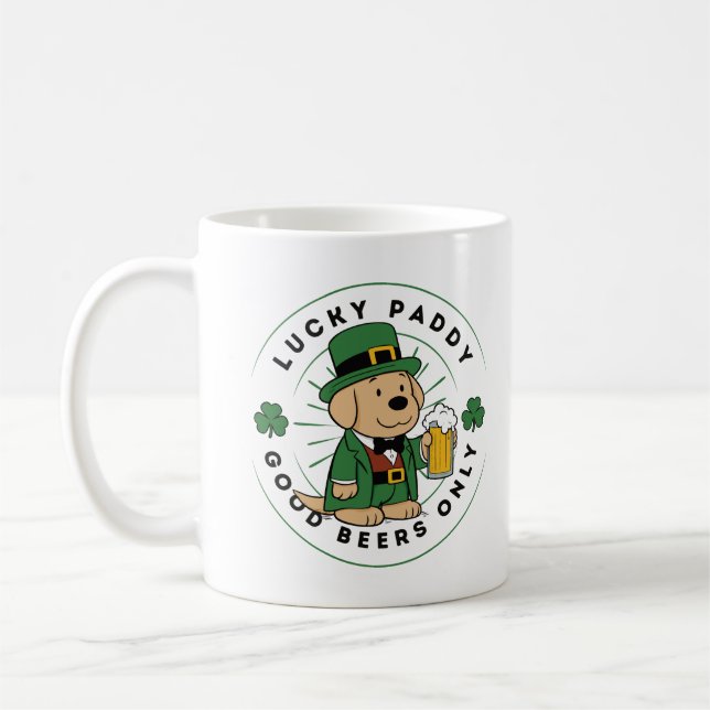 Caneca De Café Patrick Days Labrador Leprechaun Lucky Paddy (Esquerda)