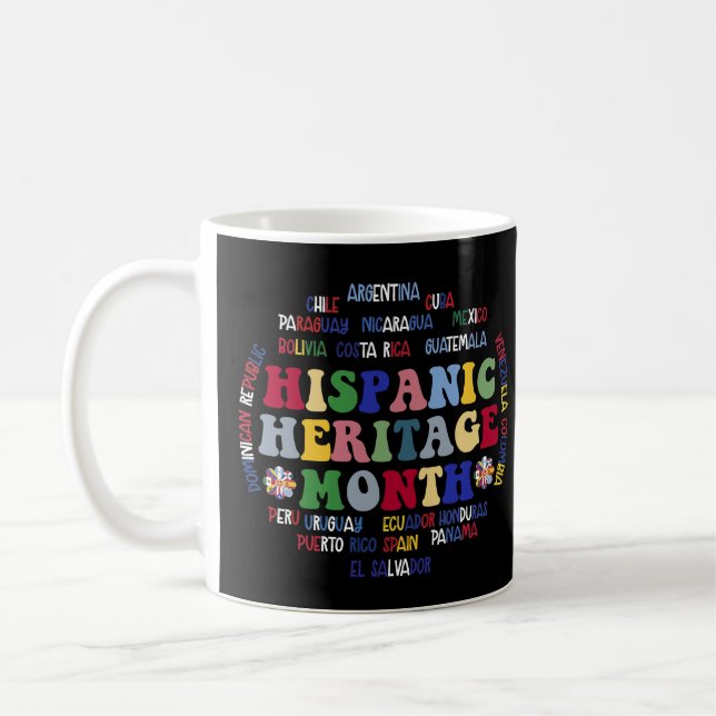 Caneca De Café Patrimônio Hispânico Mês Nomes de Países Latinos (Esquerda)
