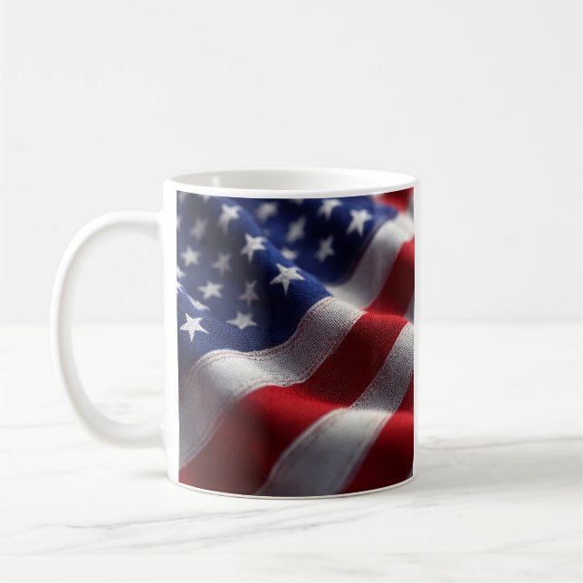 Caneca De Café patriota acenando bandeira americana Coffee Mug (Esquerda)