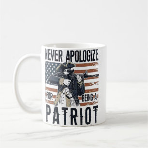 Caneca De Café Patriota Americano "Nunca Peça Desculpas" Minuteme