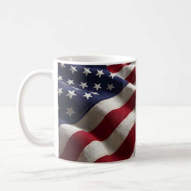 Caneca De Café Patriotic American flag Coffee Mug (Esquerda)