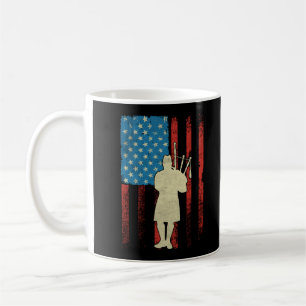 Caneca De Café Patriotic Bagpiper American Flag USA Bagpipe