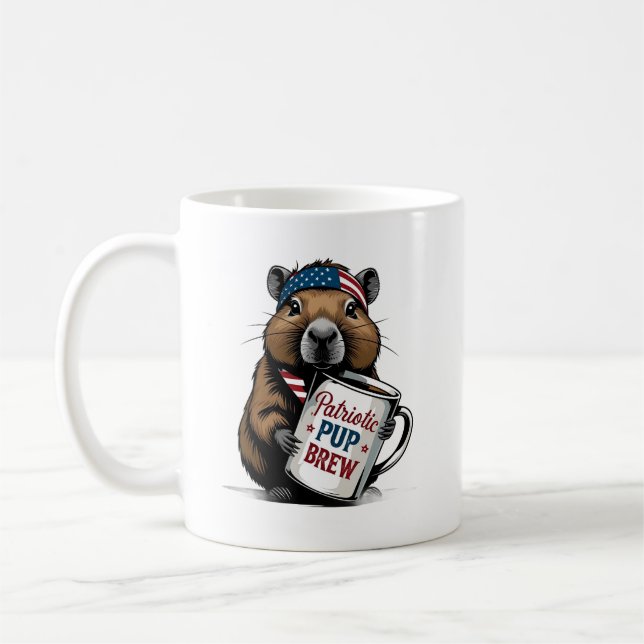 Caneca De Café Patriotic Capybara Coffee Mug (Esquerda)