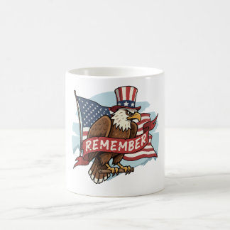 Caneca De Café Patriotic Eagle "Remember" American Flag Design