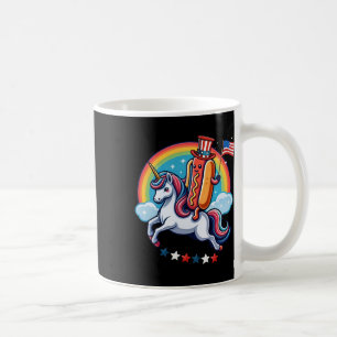 Caneca De Café Patriotic Hotdog Dirigindo Unicórnio 4 De Julho Am