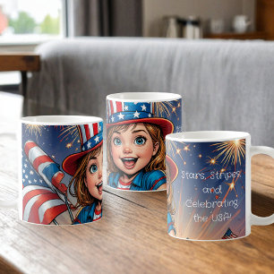 Caneca De Café Patriotic Kid em 4 de julho Coffee Mug
