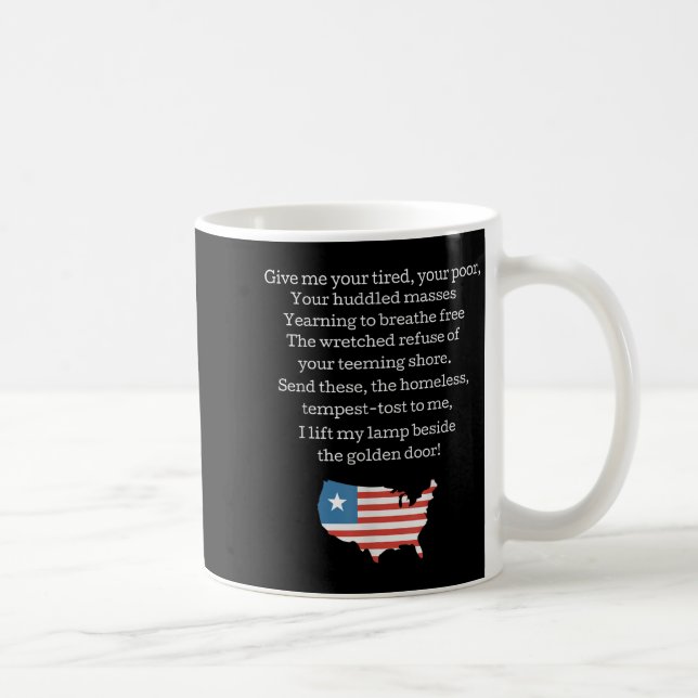 Caneca De Café Patriotic New Colossus Emma Lazarus Quote Usa Gift (Direita)