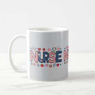 Caneca De Café Patriotic Nurse Mug – USA Flag Medical Design