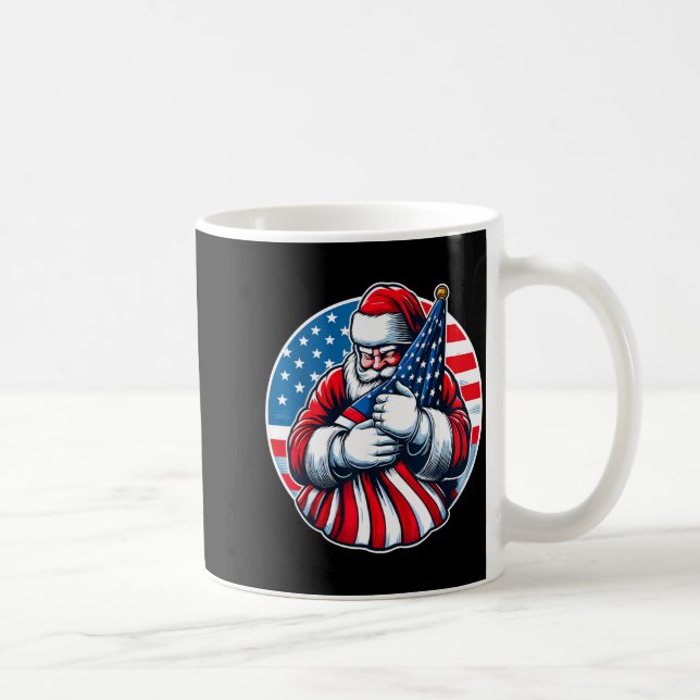 Caneca De Café Patriotic Santa Claus For Men Women Usa Flag Chris (Direita)