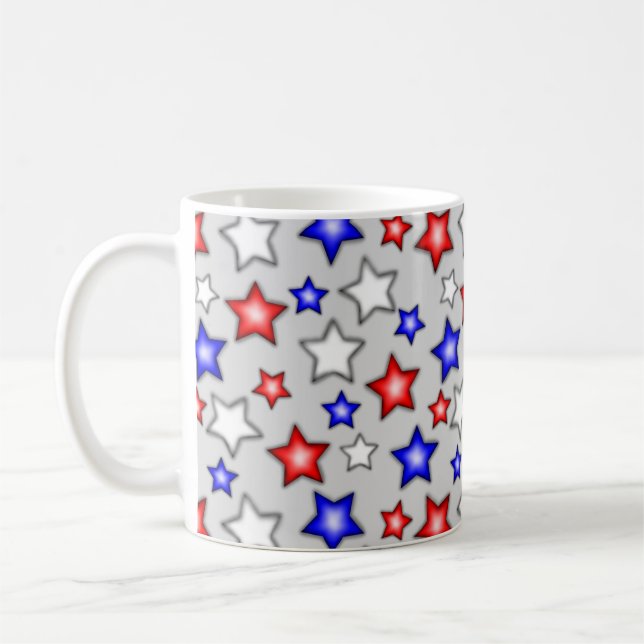 Caneca De Café Patriotic Stars - Light Grey Coffee Mug (Esquerda)