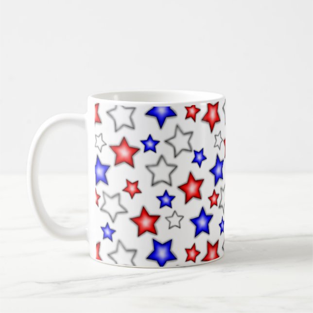 Caneca De Café Patriotic Stars - White Coffee Mug (Esquerda)