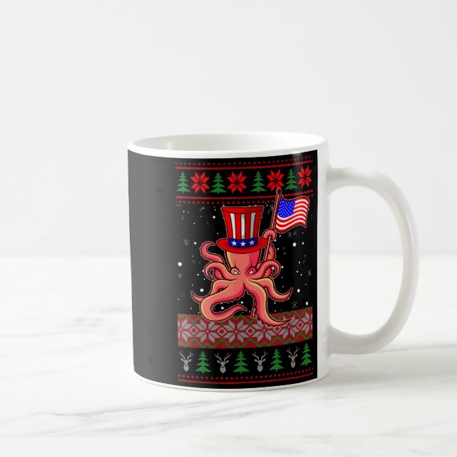 Caneca De Café Patriotic Ugly Christmas Sweater Women Kids Men  (Direita)