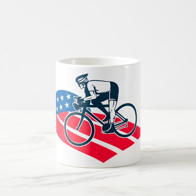Caneca De Café Patriotic USA de ciclismo de bandeira americana em (Criador carregado)