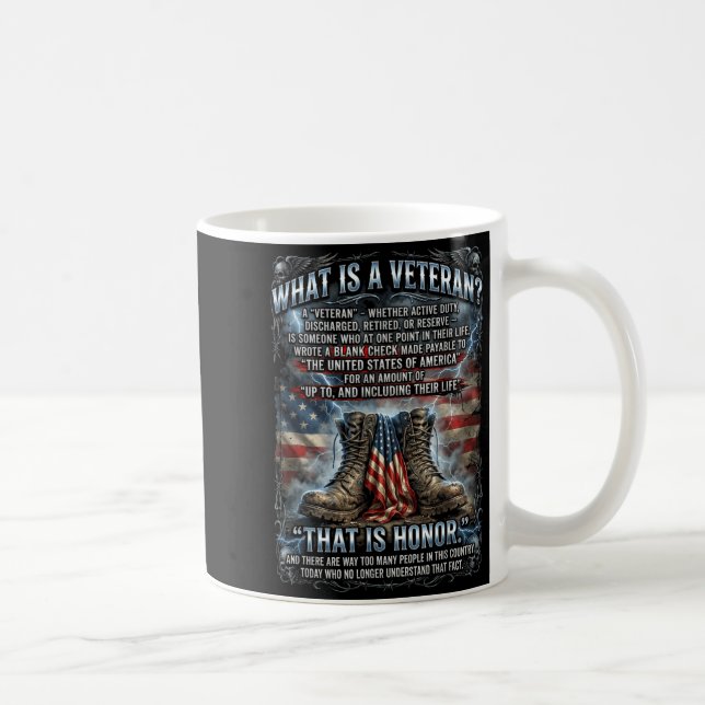Caneca De Café Patriotic Veteran Definition Blank Check Sacrifice (Direita)