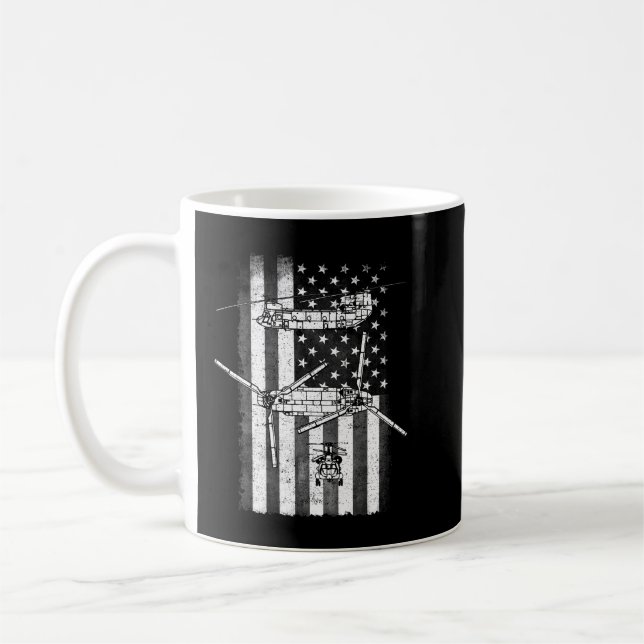 Caneca De Café Patriótica CH-47 Chinook Helicopter Bandeira Ameri (Esquerda)