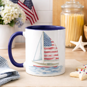 Caneca de Café Patriótica de Barco à Vela Costeira