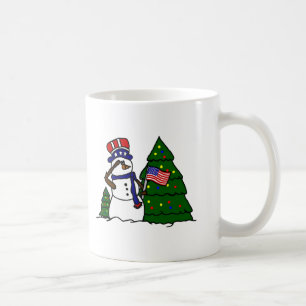 Caneca de café patriótica do boneco de neve do