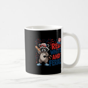 Caneca De Café Patriótica Raccoon Merica Usa 4 De Julho Branco