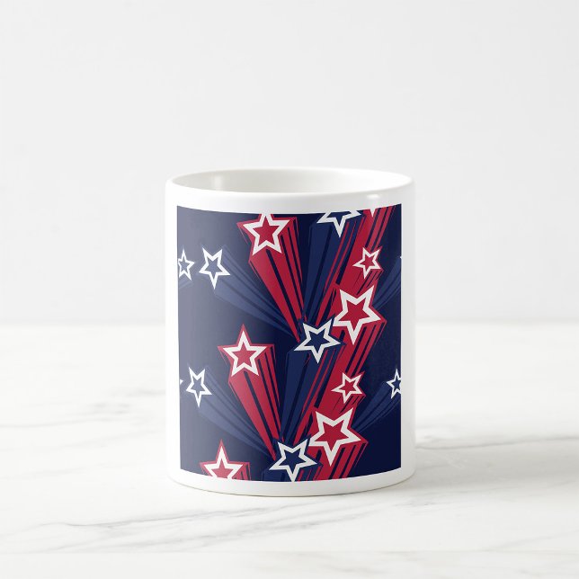 Caneca De Café Patriótico 4 de julho Estrelas Vermelhas Branco e  (Criador carregado)
