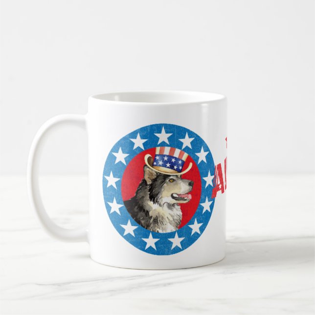 Caneca De Café Patriótico Alaskan Malemute (Esquerda)