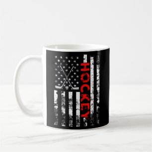 Caneca De Café Patriótico Americano de Hockey com Bandeira
