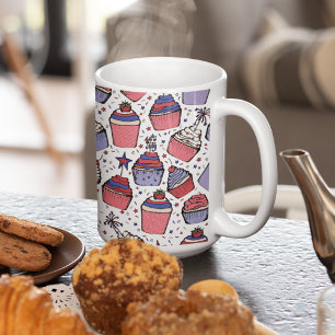 Caneca De Café Patriótico Cupcakes Desenhados à Mão