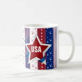 Caneca De Café Patriótico de Americana do Monograma dos EUA